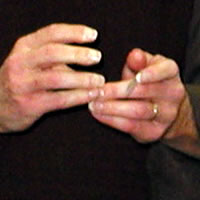 Patrick Ball Putting Tape on his fingers before playing