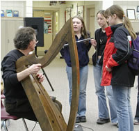 Patrick Ball talking to the children